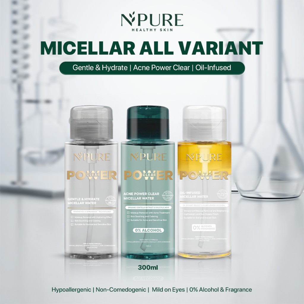 N PURE MICELLAR ALL VARIANT | Micellar Water 300ML / Micellar No Alcohol / SLS Free | YN COSMETIC