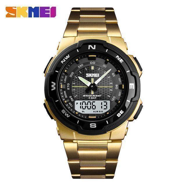 Jam Tangan Pria Digital Analog Anti Air SKMEI 1370 - Gold