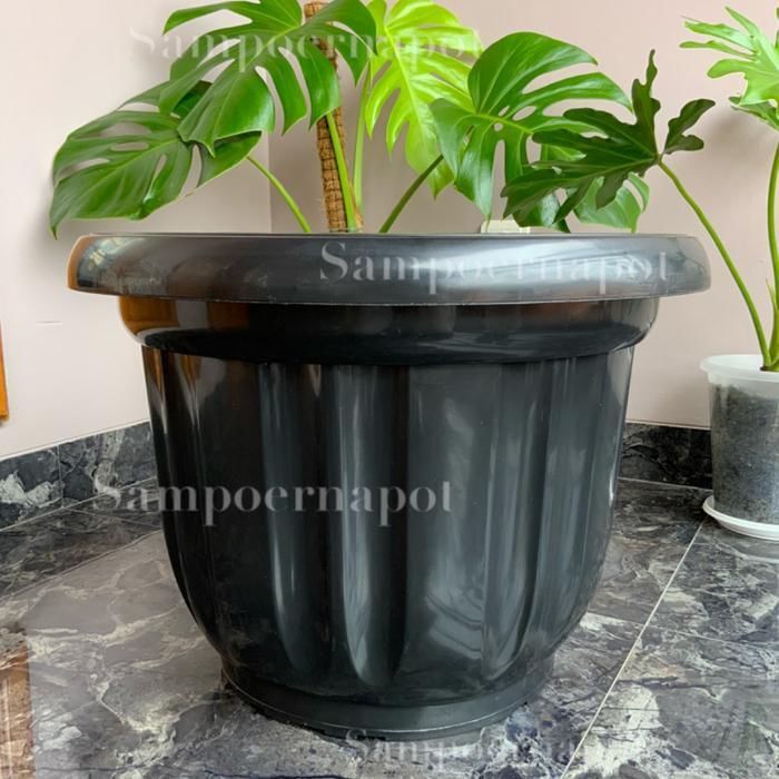pot bunga tanaman plastik hitam 50cm - jumbo