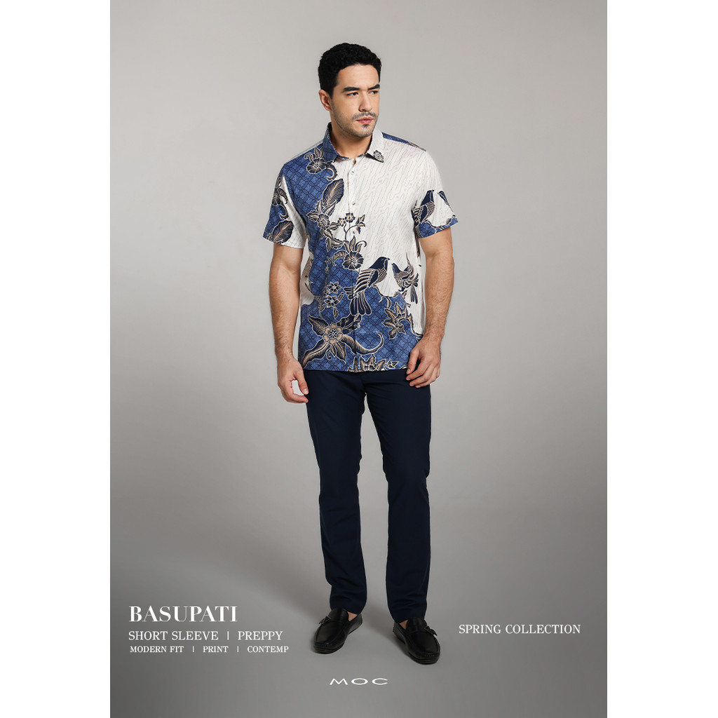 MOC - Kemeja Batik Pria Lengan Pendek Basupati - Blue