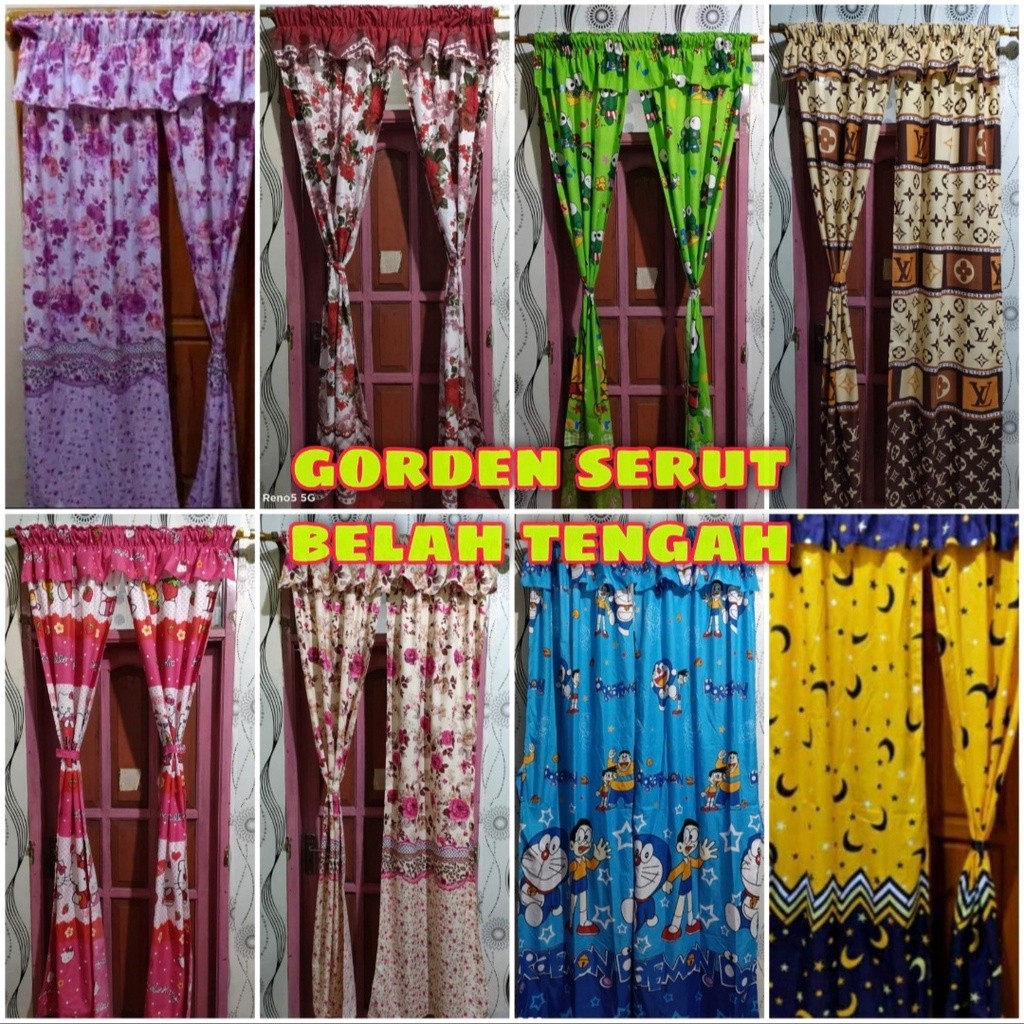 MULYO - Hordeng/ Gorden pintu serut belah tengah 120x200 terbaru