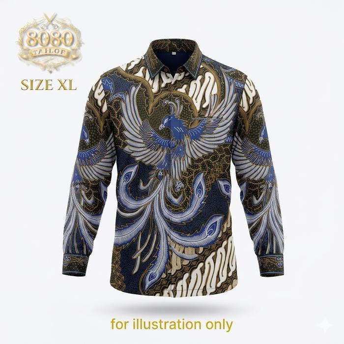 Kemeja Batik Sutra Pria Lengan Pendek 8080 Tailor Batik Tulis Canting Premium Original Size XL