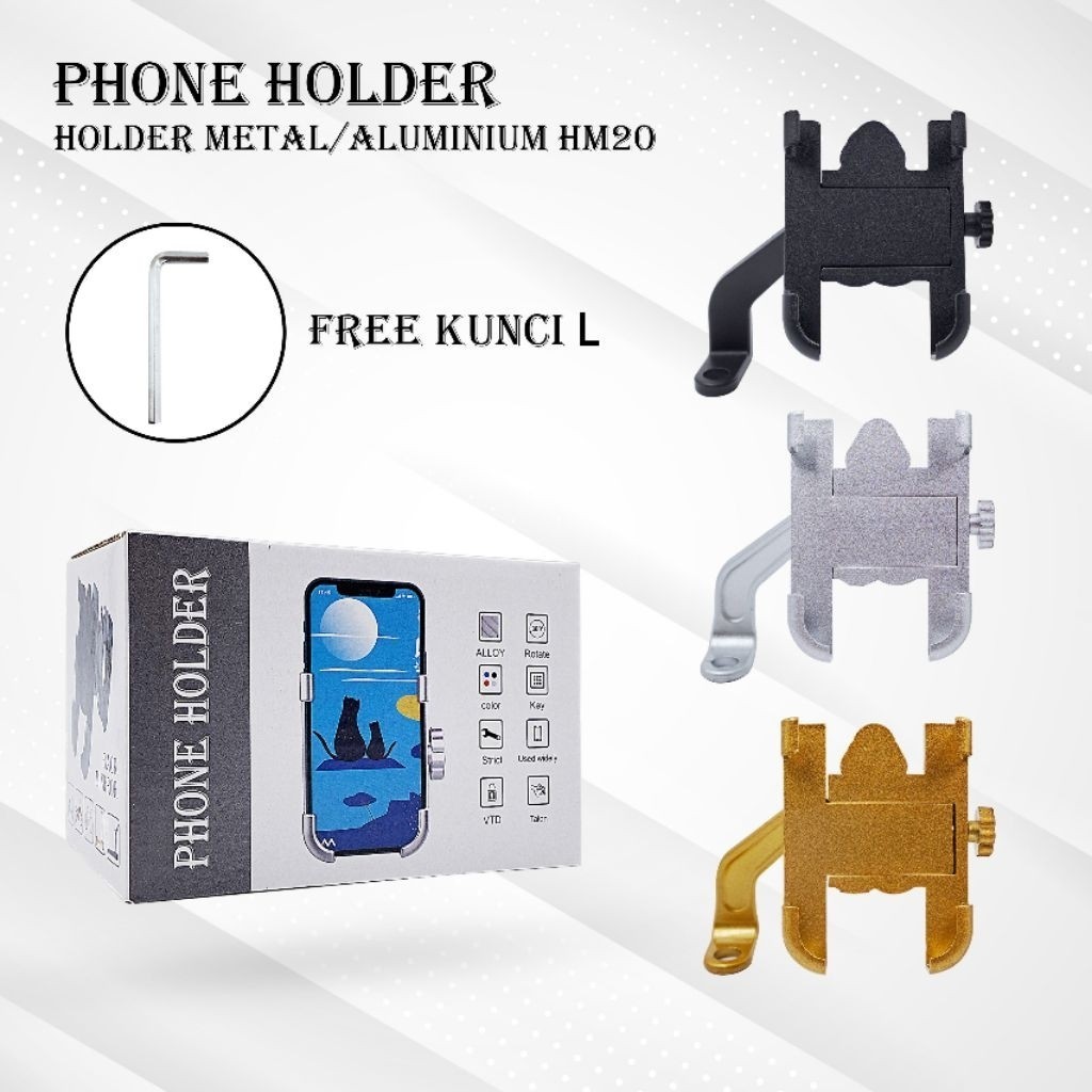 Holder Motor Besi HM20 SPION Phone Holder Besi Motor Alumunium
