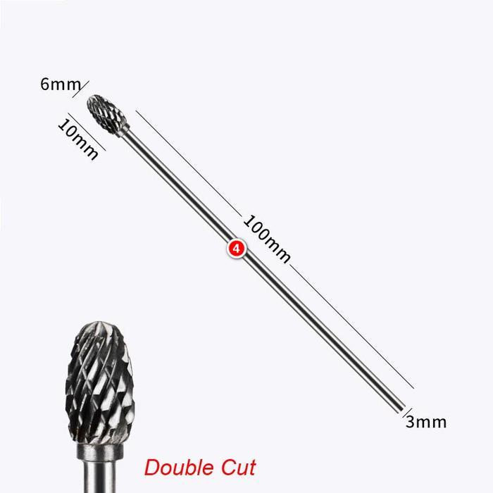 Rotary Burr 6X3 Double Cut Cuner Carbide 6 mm Mata Tuner Panjang - 4