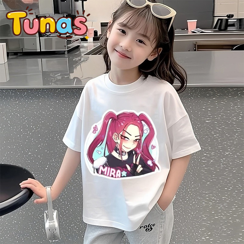 Tunas Atasan bermotif girl group Witcher ala Korea Kpop Huntrix Rumi  kaos anak laki laki,baju anak 