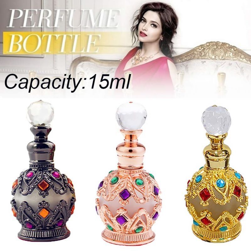 15Ml Botol Parfum Arab Antik Botol Parfum Kosong Bahan Metal Gaya Arab Refillable -
