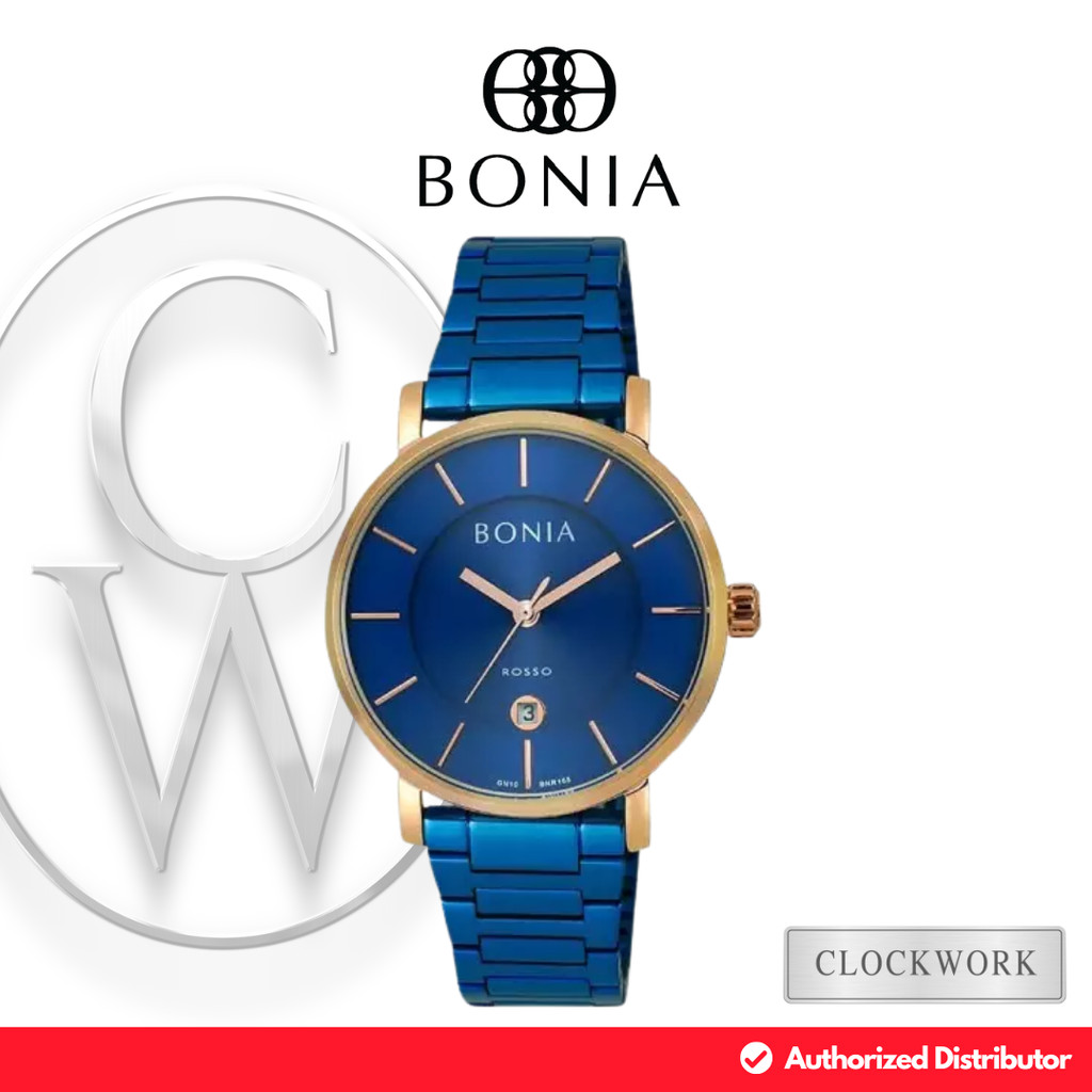 Jam Tangan Pria Bonia BNR168-1582 Rantai Classic Formal Biru