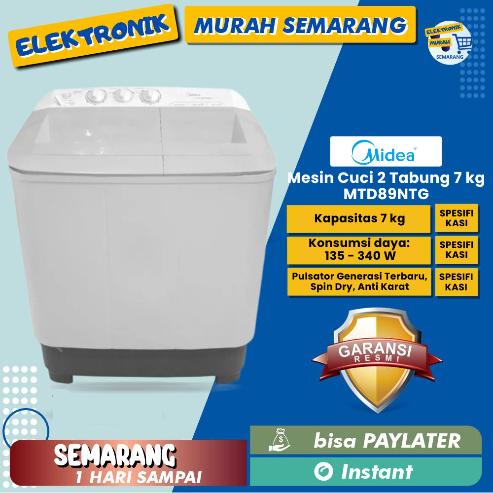 Midea MTD89NTG Mesin Cuci 2 Tabung 7 kg Twin Tub MTD89