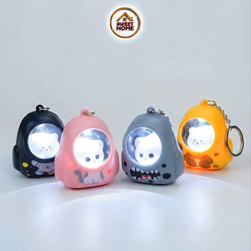 SWEETHOME Gantungan Kunci Backpack Cat Bear/Gantungan Tas 3D/Gantungan kunci pasangan/Gantungan Mobi