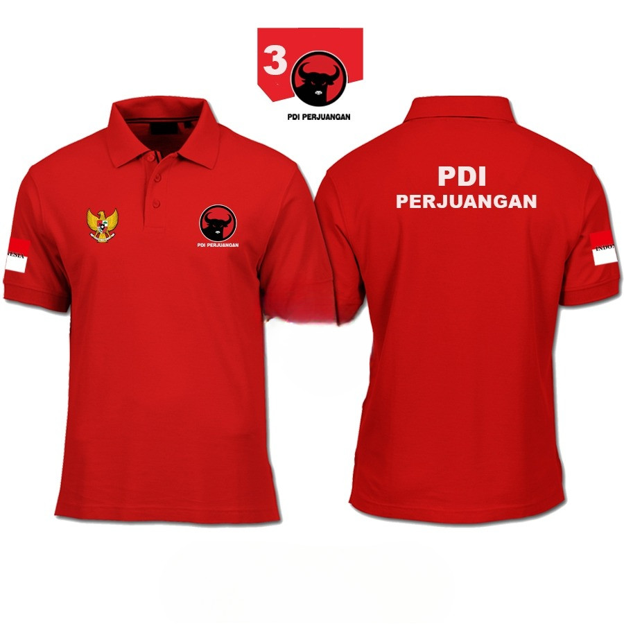 BANYAK GAMBAR - Baju Partai PDIP - Kaos PDI Perjuangan - Polo Partai PDI - Baju Kaos Partai PDI Perj