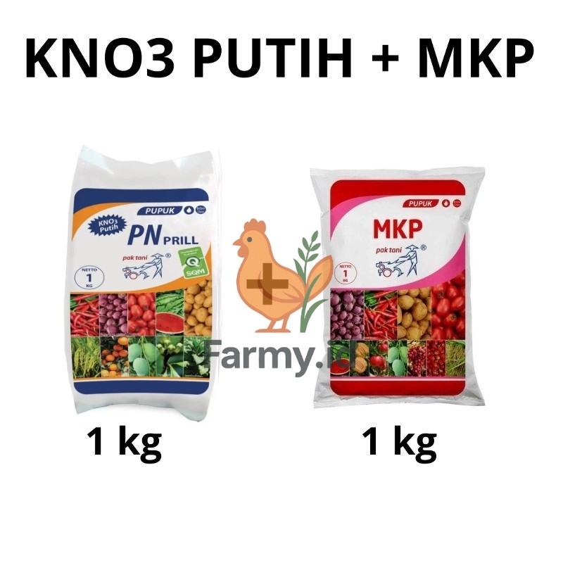 Pupuk KNO3 PUTIH /PRILL + MKP PAK TANI Kemasan 1 kg ORI PABRIK ( total 2 kg)