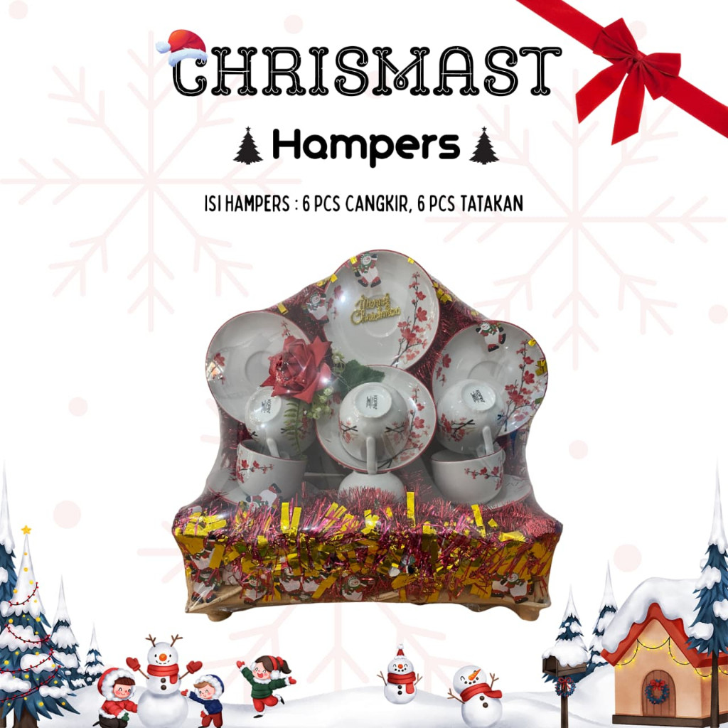 Hampers Cangkir Set Motif Bunga Parcel Natal Dan Tahun Baru | Parcel Natal | Parcel Cangkir Set