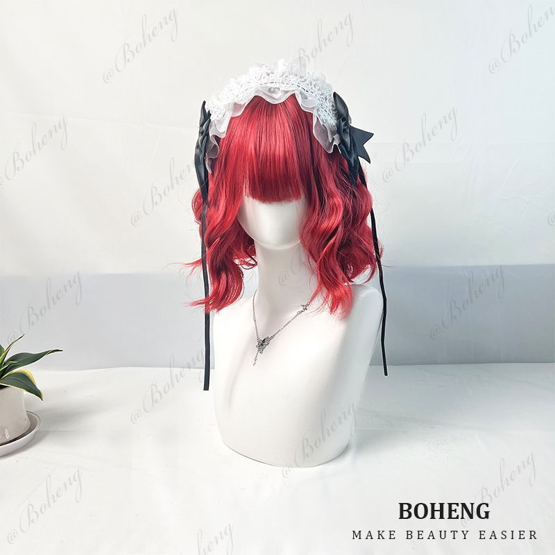 Red Short Wig Little Witch Short Curly Hair Daily Full Wig