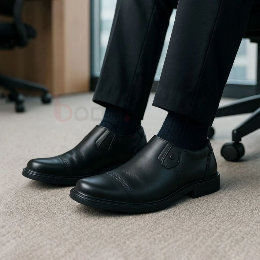 CLAY MK-16 Sepatu Pria Pantofel Kulit Hitam Tanpa Tali Slip-on - Full Black