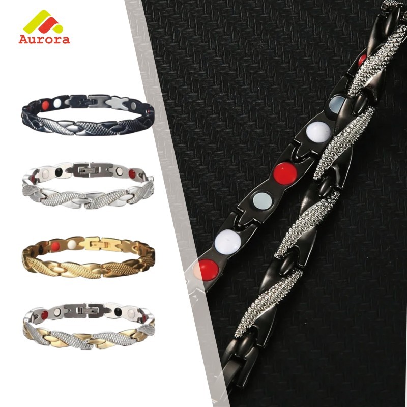 Gelang Kesehatan Terapi Magnetik Paduan Seng Motif Naga Untuk Pria Dan Wanita Fashion Perhiasan Warn