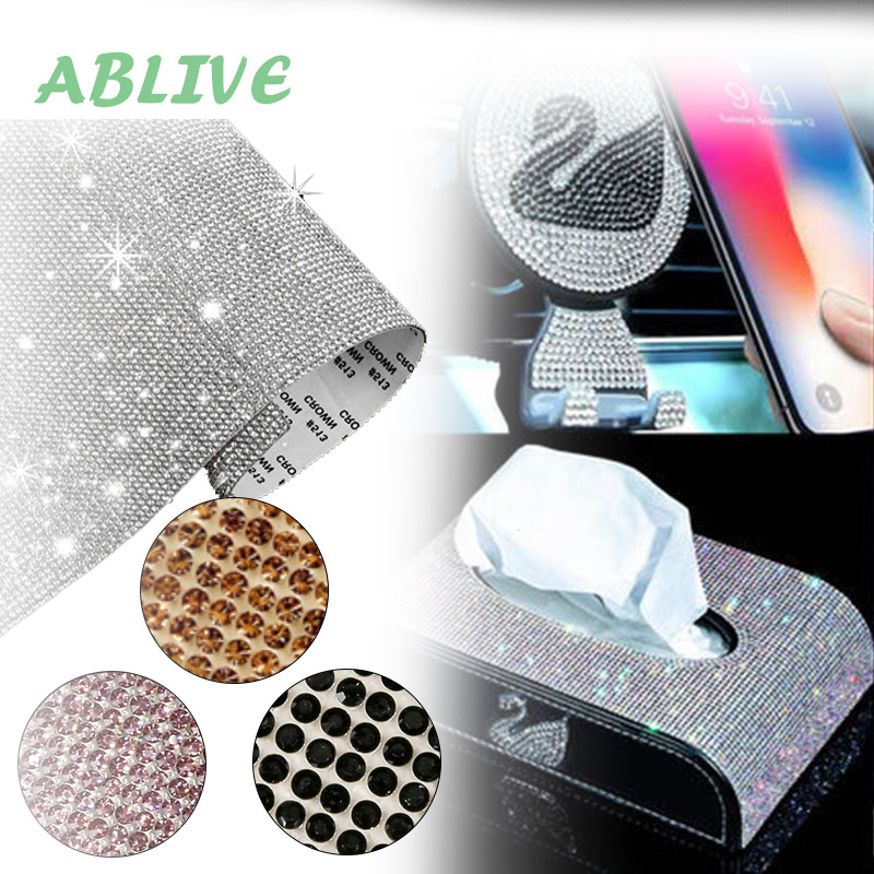 12*20cm Crystal Rhinestones Sticker DIY Mobil Rhinestone Sticker Self Adhesive Stiker Kristal Berlia