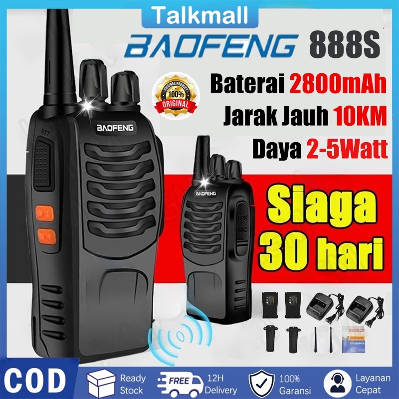 [Ready] HT Walkie Talkie Baofeng 888S 2800mAh Jarak Jauh 10KM Handy Talky 2PCS BF 888S Radio 4 Unit