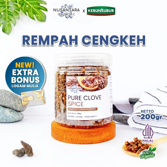 Nusantara Organic Cengkeh Kering Alami Organik Rempah Clove Rimpang Tradisional 200gr Kebun Subur