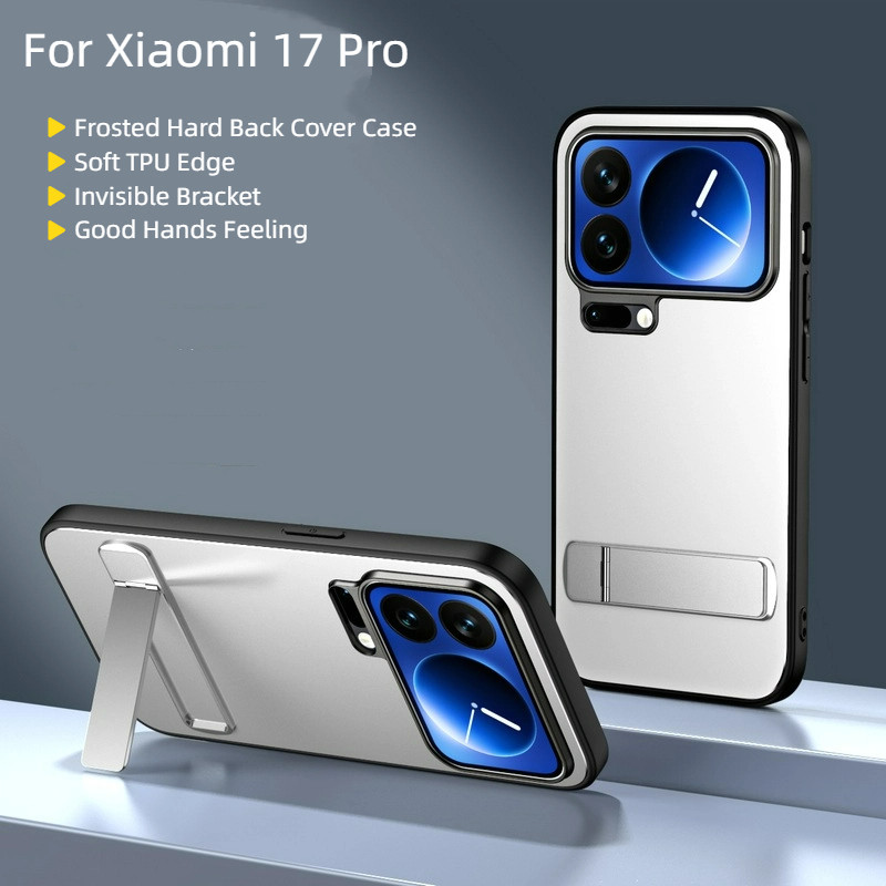 Untuk Xiaomi 17 Pro Max 17 Pro Case Mewah Bracket Tak Terlihat PC Frosted Hard Phone Cover Casing Un