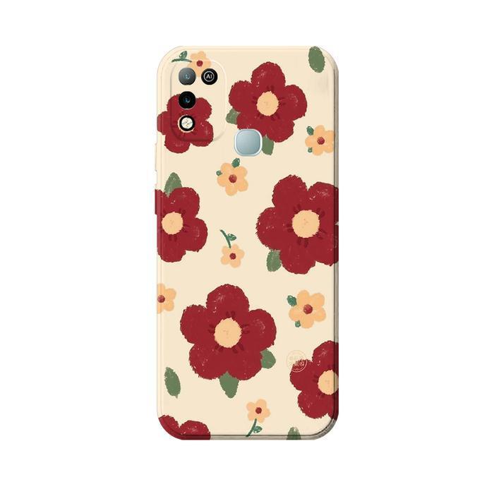 Softcase COMPATIBLE FOR Infinix Hot 10 11 9 Play Smart 5 / 6 Ram 3/64 - Case Motif Bunga - Anti Slip