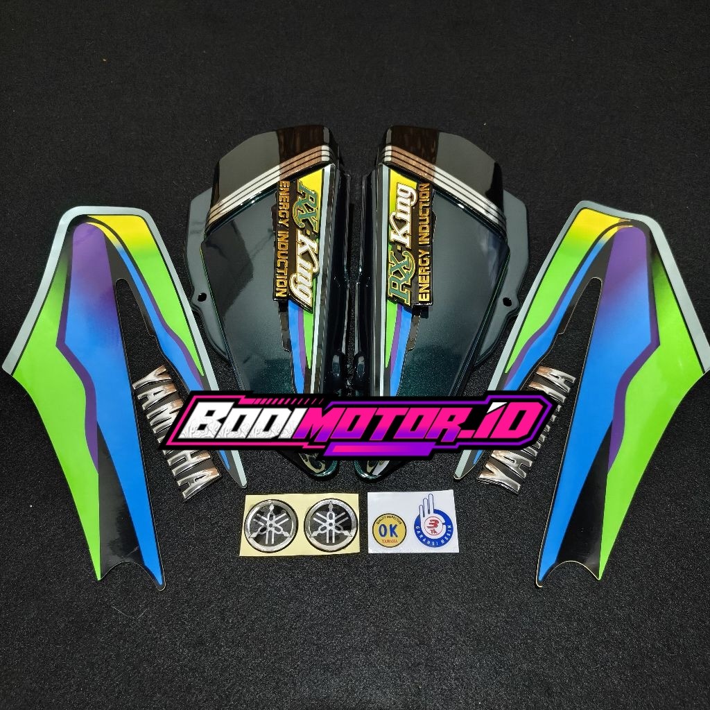Striping stiker motor yamaha rx king tahun 1998 1999 2000 / box aki rx king warna hijau botol / embl