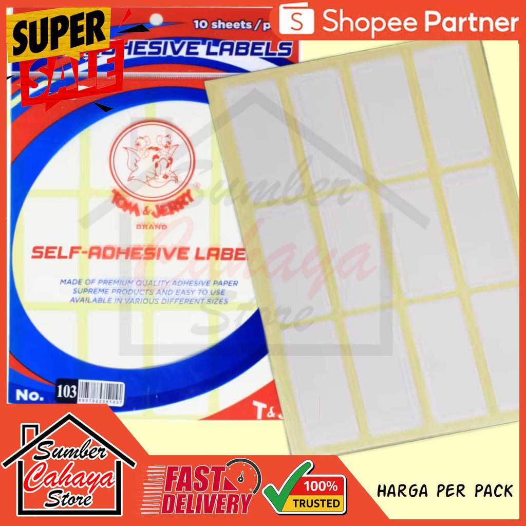 Labels Tj Tom Jerry Label Nama Isi Stiker Tempel Murah Perekat 10 Lembar Tipex Polos Fotocopy Tulis 