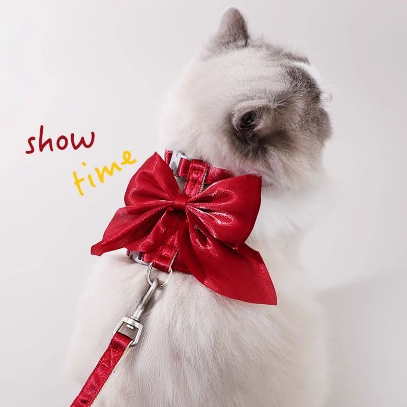 [Pet Wardrobe]Tali kucing yang dapat disesuaikan tali kekang anak kucing yang lucu untuk jalan-jalan