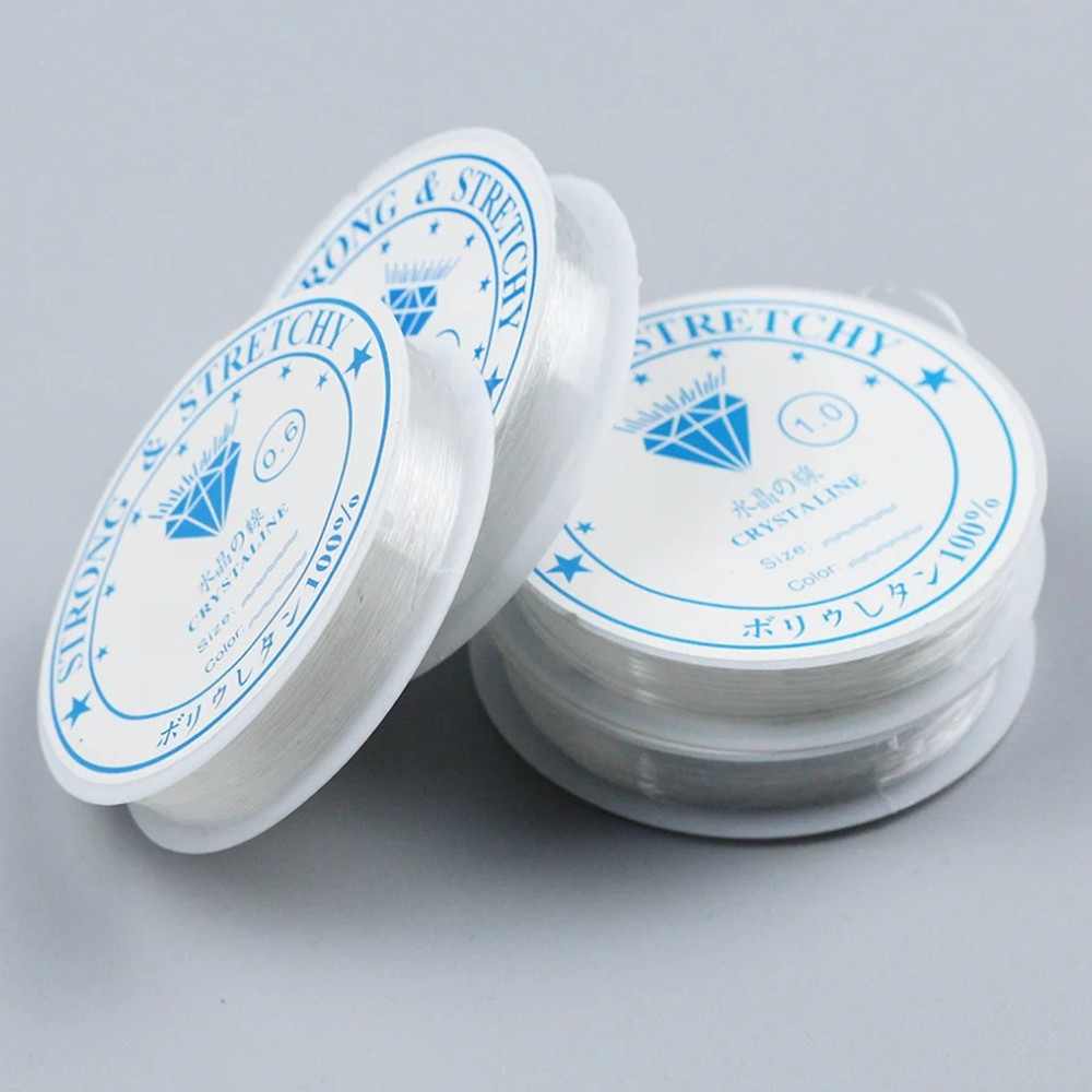 6pcs Round Transparent Beang Crystal Wire Elastic Round Flat Crystal Wire Y Necklace Bracelet Handma