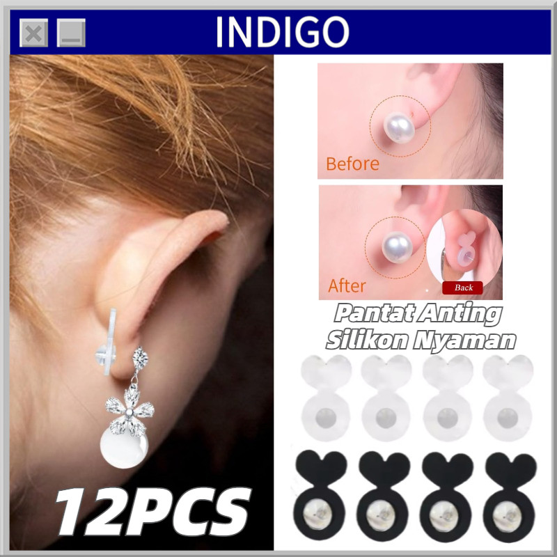 12Pcs Pantat Anting Silikon Premium Nyaman Anti Slip Untuk Anting Tusuk