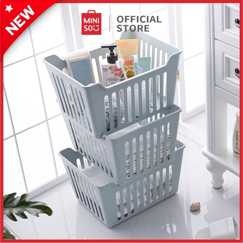 READY MINISO Keranjang Penyimpanan Besar Multifungsi – Tempat Laundry Baju, Mainan, Makanan, Kotak S