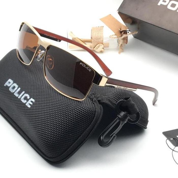 Bisa COD/Sunglasses/Kacamata POLICE Trendy Masa Kini Sporty P24 FullBlack Polarized Terpolarisasi Su