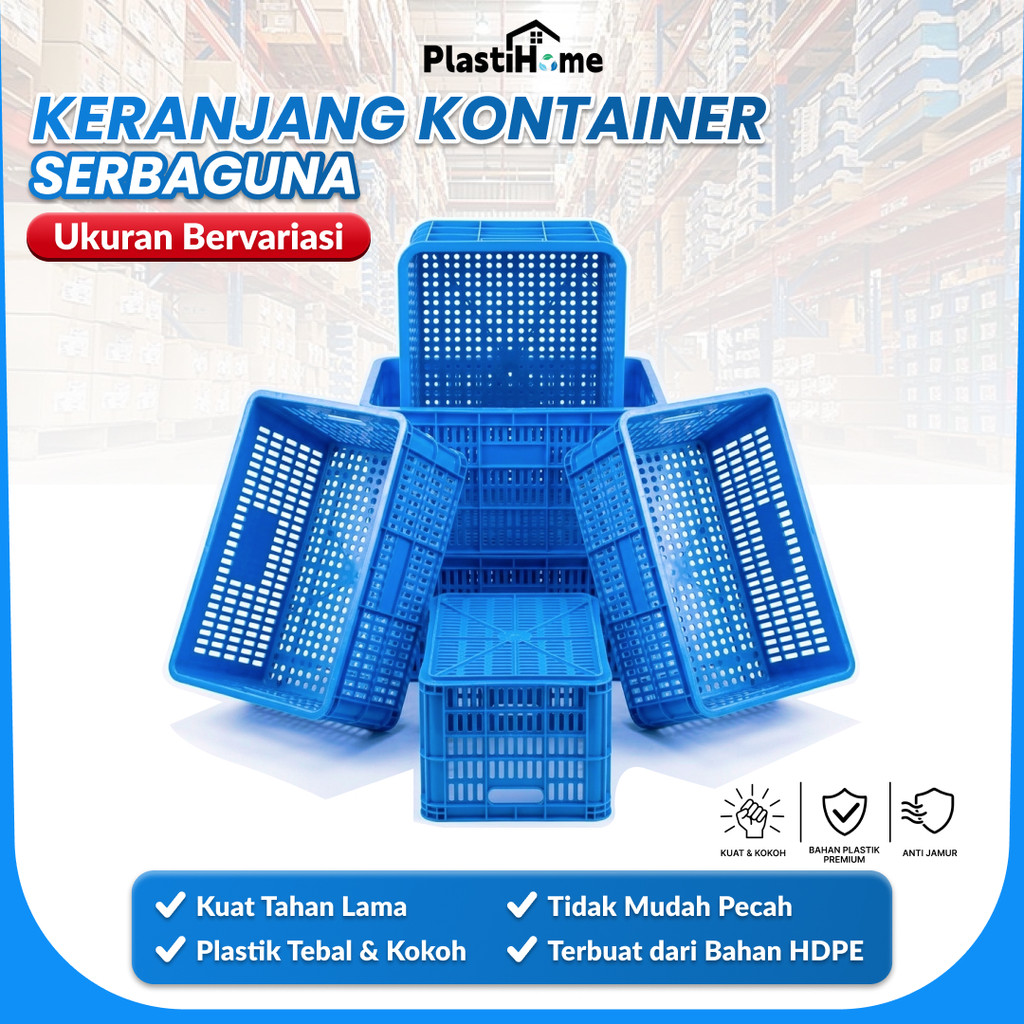 Keranjang Plastik Besar Tebal & Kuat Keranjang Industri Gudang Panen Sayur Buah
