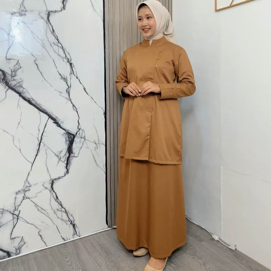 MCL label  _ seragam pemda pns Setelan Tunik Timbul Pemda Kekinian Set Rok A / Baju Kerja PNS Busui 