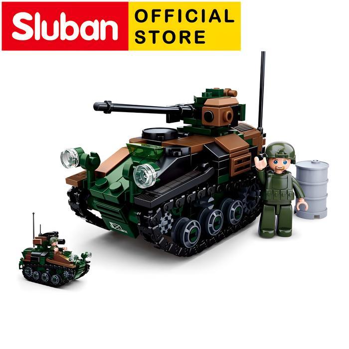 (Toys Edu) Mainan Brick Sluban Tank Wiesel Armoured Weapons Carrier B0750