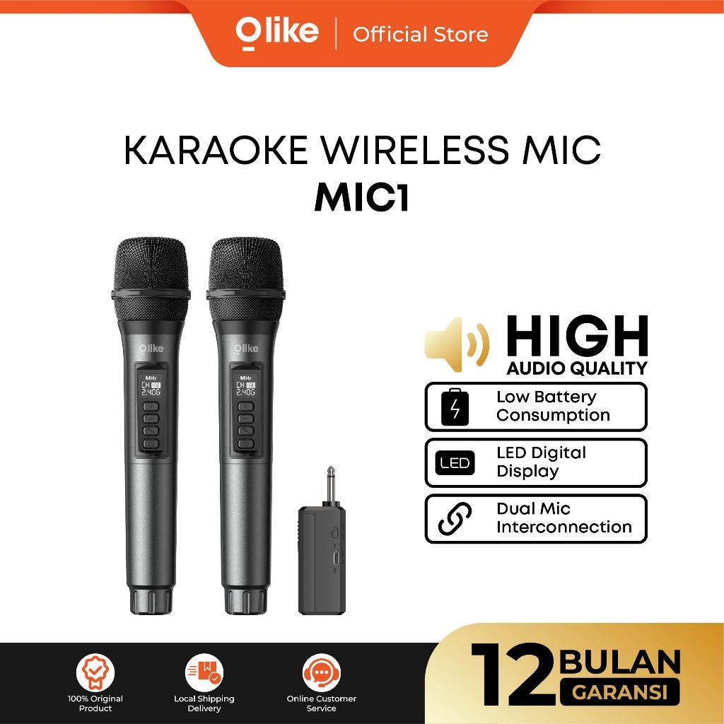 Olike Mic Wireless Portable MIC1 Wireless MIcrophone Natural Sound Dual Mic Interconnection SupportM