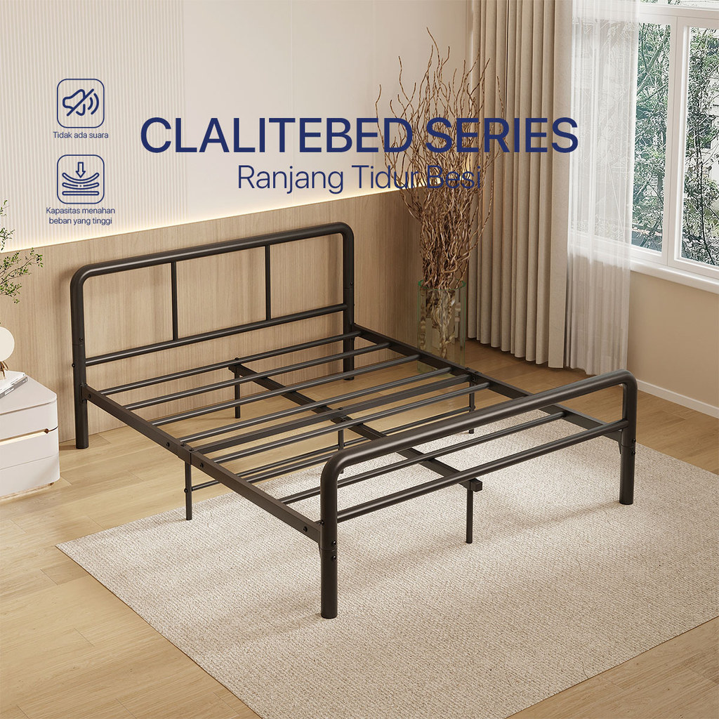 Homedoki CLALITEBED Series / Kai Ranjang Besi Industrial Minimalis / Divan Ranjang Besi Rangka