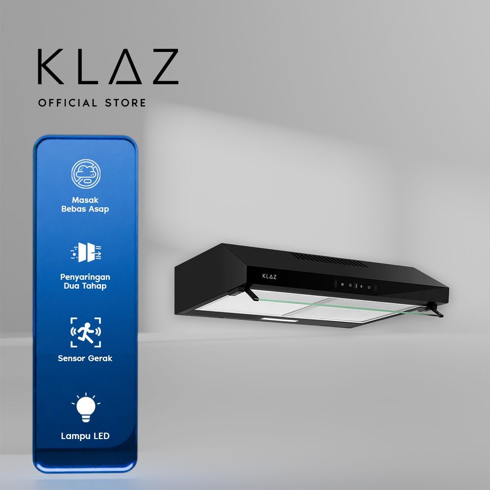 Klaz 60 cm Airevo Penghisap Asap Dapur Touch Motion - Hitam Cooker Hood Penghisap Asap Range Hood Al