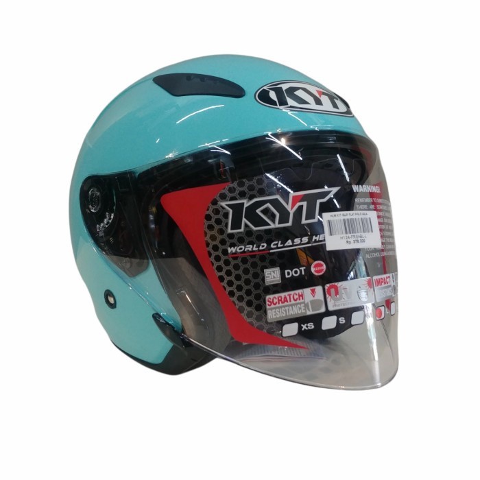 Helm KYT Galaxy Flat R Solid Aqua Blue | Halfface | Double Visor