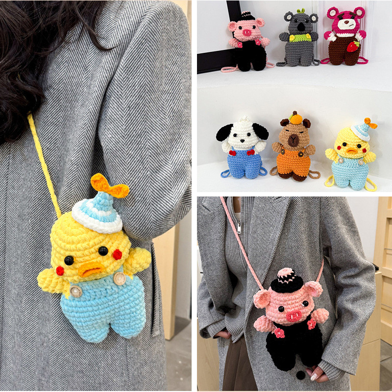 Tas Kecil yang Unik dan Lucu untuk Wanita, Tas Rajut Benang Katun, Tas Selempang Wol