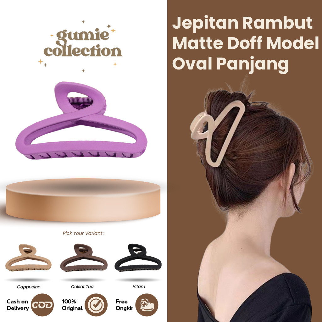 GC - 11CM JEPIT RAMBUT SALON KOREA DOFF MOTIF OVAL PANJANG / JEDAI SALON MATTE DOFF KOREA ORIGINAL S