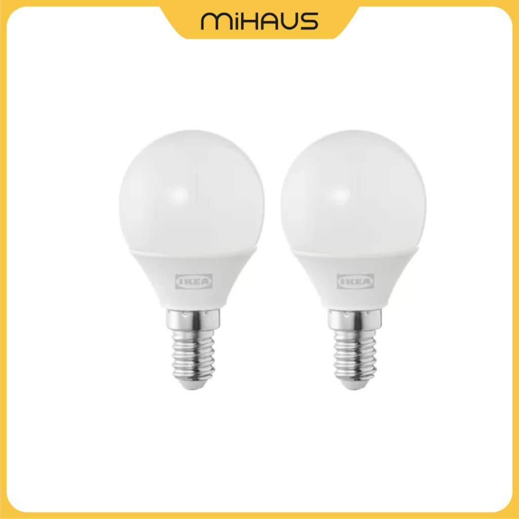 TERBARU IKEA SOLHETTA Bohlam led e14 250 lumen, bulat putih opal 2PCS