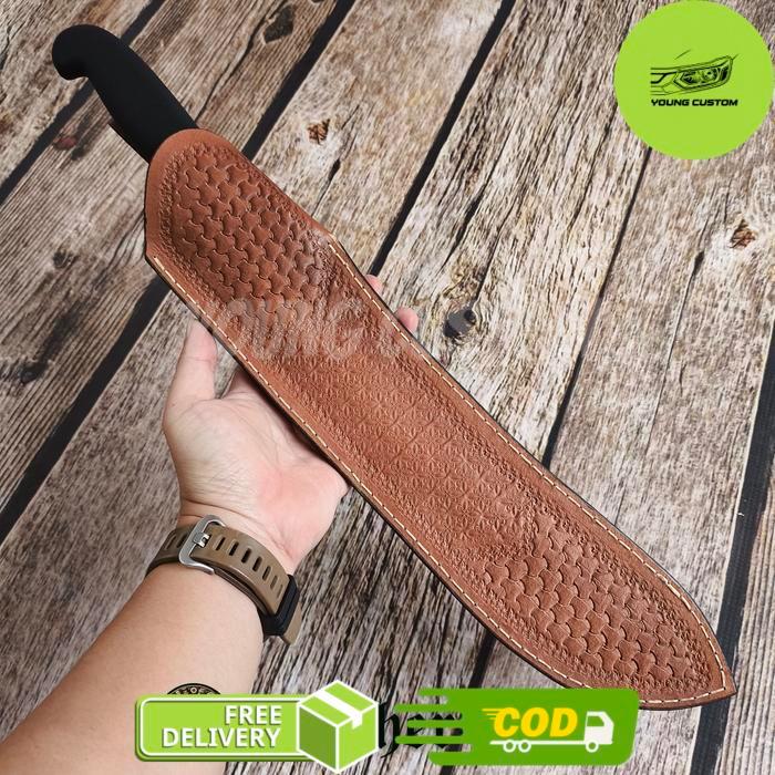 Sarung pisau kulit asli motif untuk pisau butcher bullnose victorinox tramontina 20 - 36 cm original