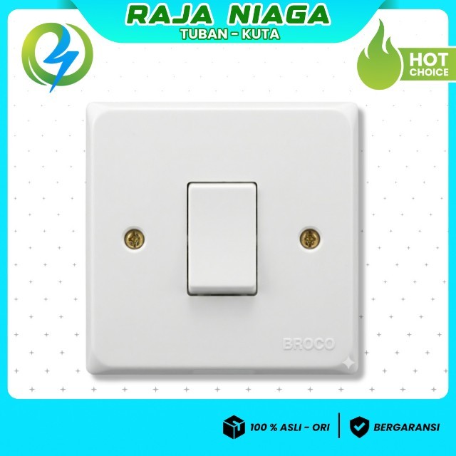 Saklar Engkel Broco Alegra Original – Single Switch Tanam (SNI) Saklar Lampu Tunggal Kuat & Aman