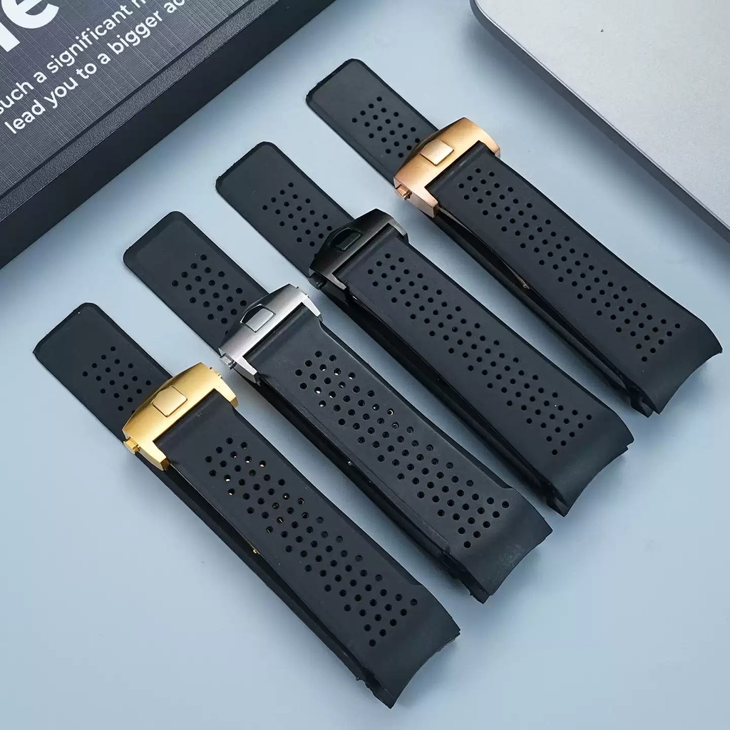 22mm 24mm Rubber Watband For TAG HEUER GRAND CARRERA wristband Waterproof Sport Strap Soft Silicone 