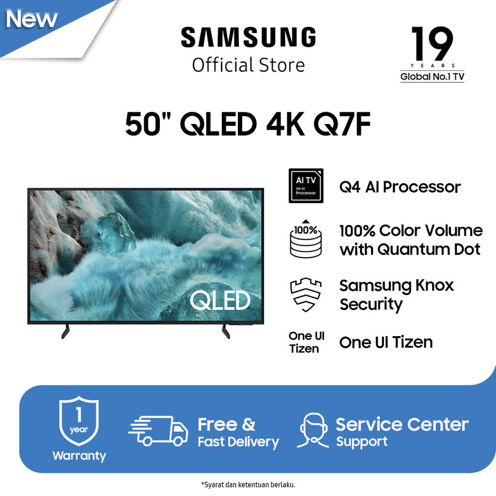 Samsung Smart TV 50" QLED 4K Q7F | Q4 AI Processor | Samsung Knox Security | QA50Q7FAAKXXD