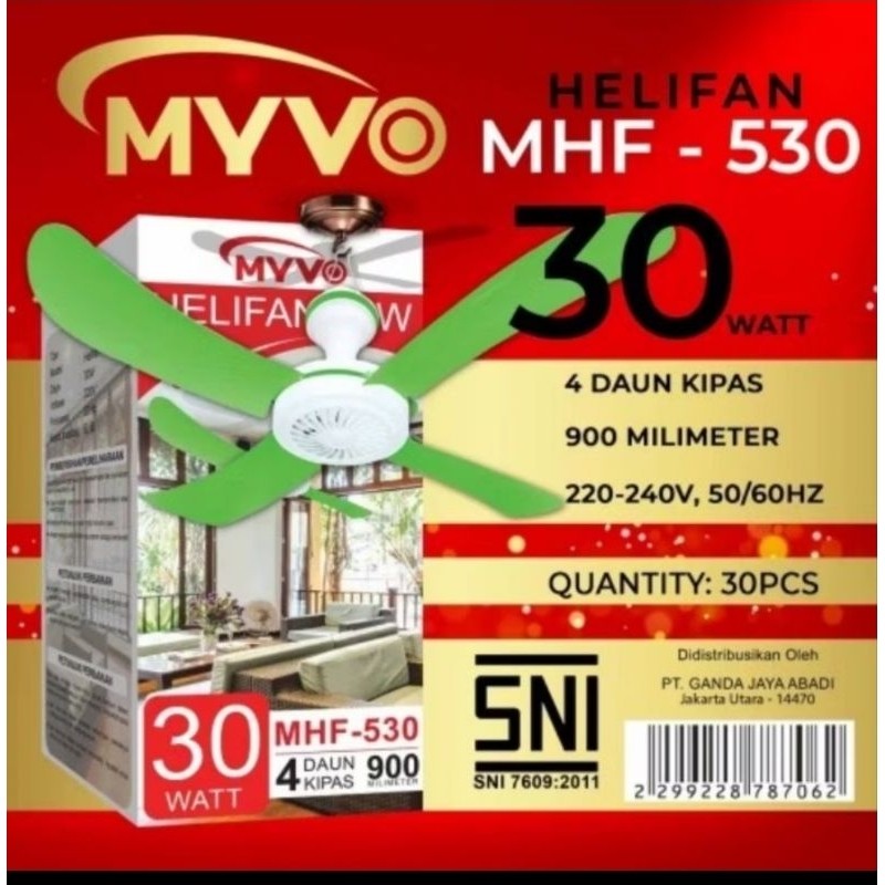 MYVO HELIFAN MHF530 MHF 530 JUMBO BESAR CEILIN FAN 30W 30WATT 30 WATT KIPAS ANGIN GANTUNG 4 BALING