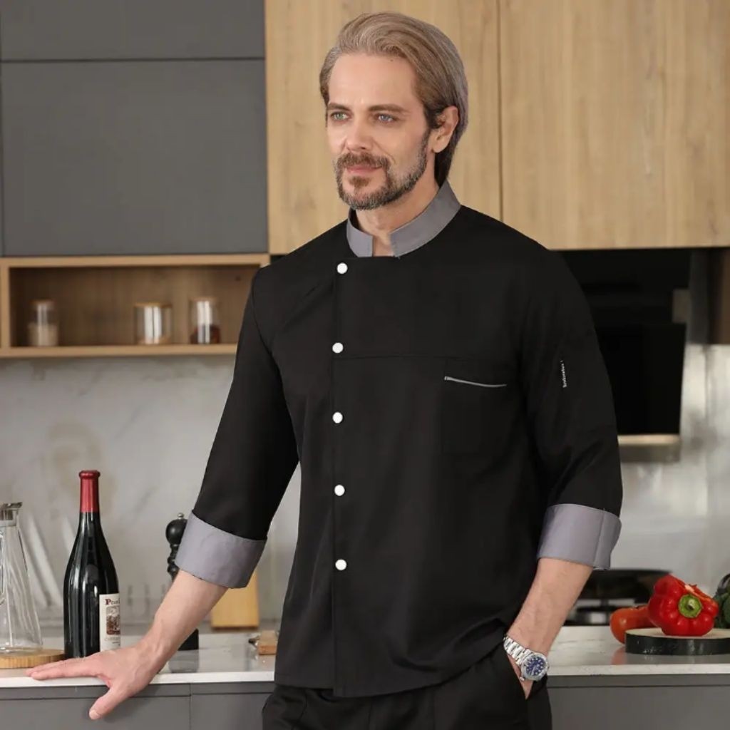 CHEEF ELITE baju chef pria wanita lengan panjang seragam koki chef atasan pria wanita baju chef jace