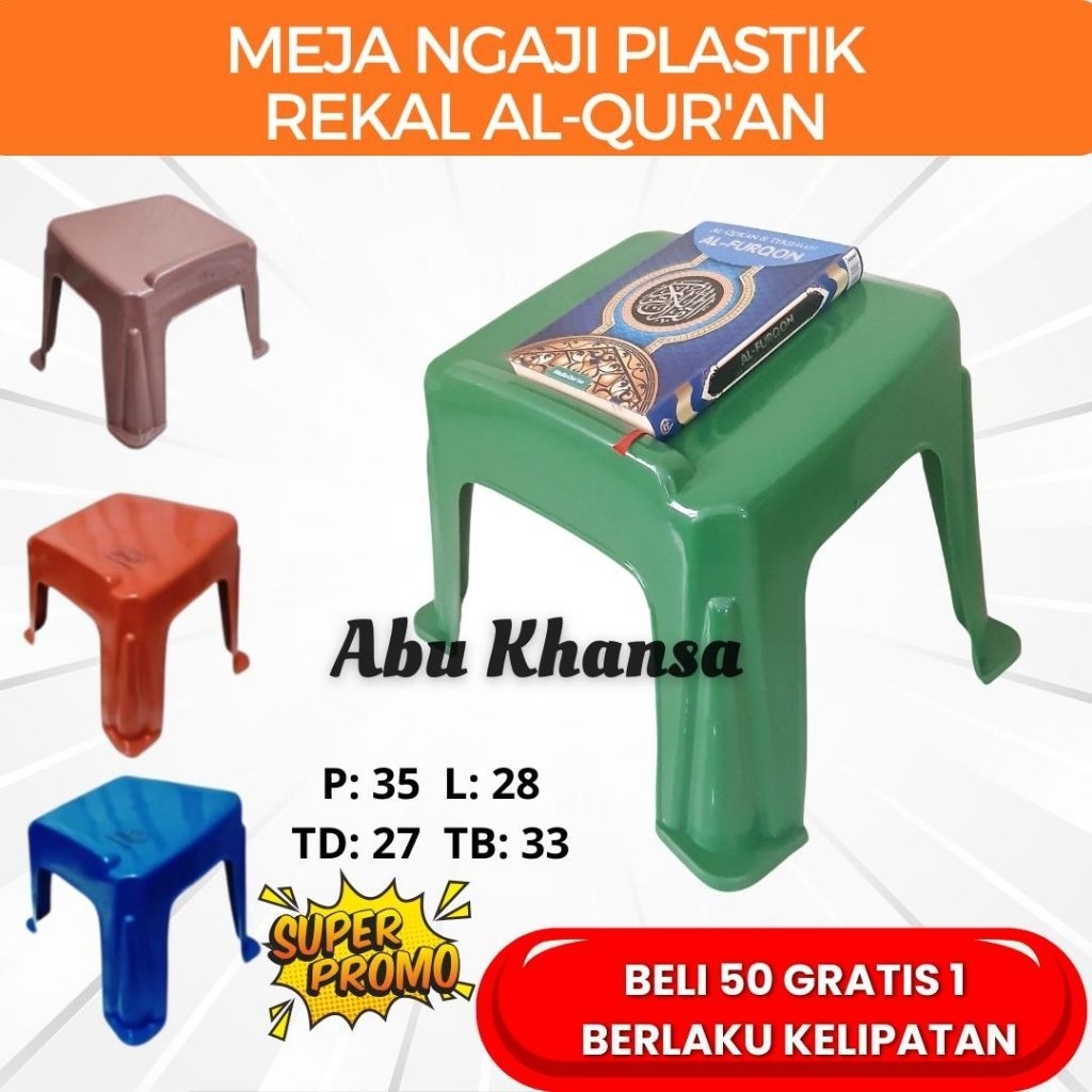 Meja Ngaji Plastik Kuat Rehal Al Qur'an Anti Patah Murah Untuk Dewasa dan Anak Belajar Mengaji TPA