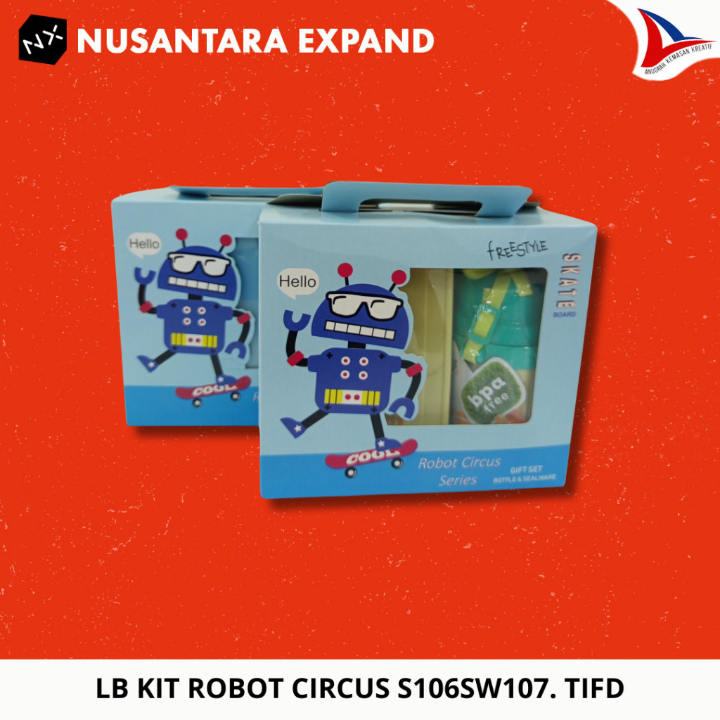 Tepak Makan Kotak Makan  Lunch Box Kit Robot Circus Technoplast (Set) Bisa Cod