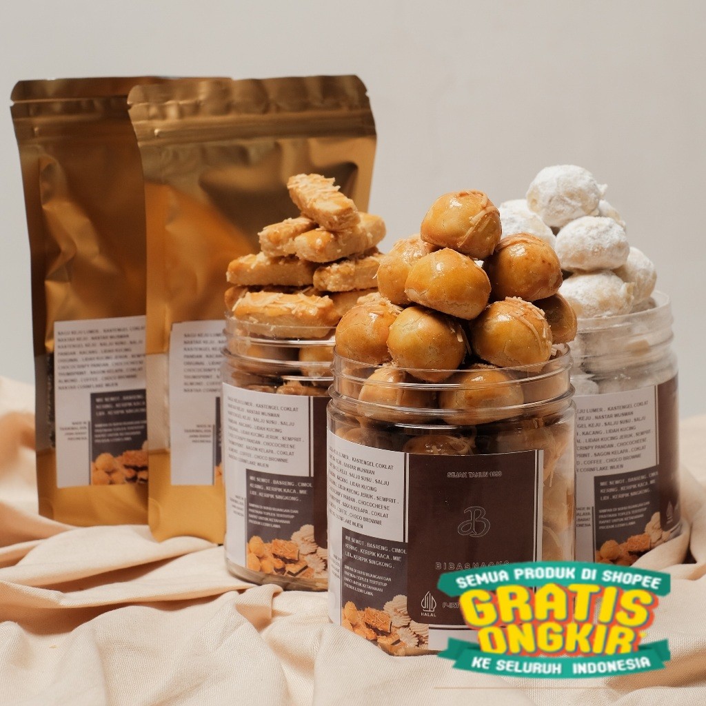 Promo 3 Toples 2 Pouch Kue ( KUE KASTENGEL, SALJU SUSU, NASTAR KEJU, POUCH SEMPRIT & SAGU ) Paket Ha